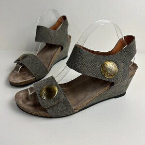 Taos Sandals 41 US 10-10.5 Taupe Carousel 2 Wedge Open Toe Leather Comfort